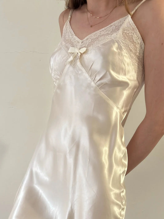 1940s Bias Cut Lace Slip Dress (XXS/XS)