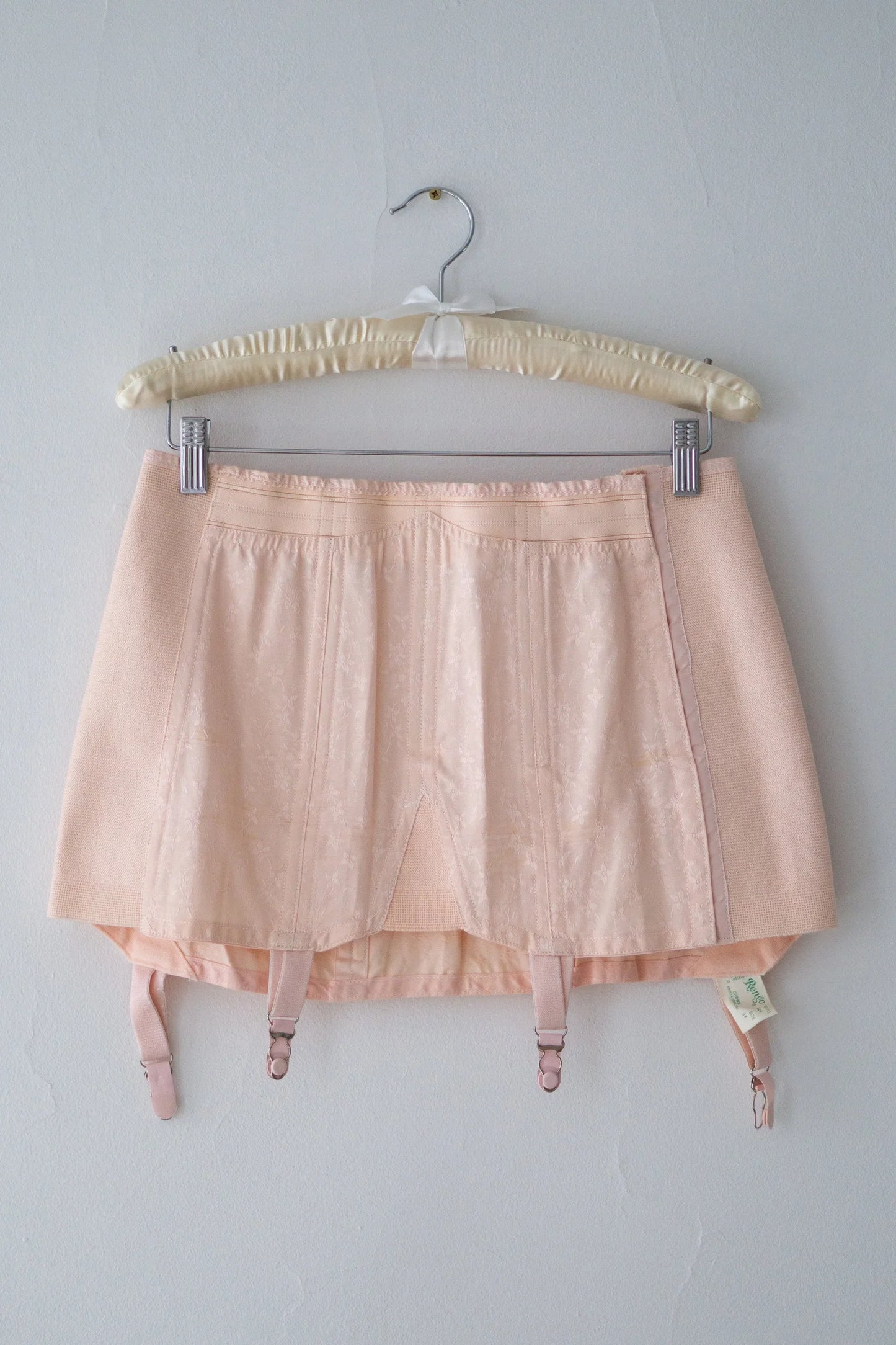 1930s PEACH RENGO BROCADE GIRDLE (XL)